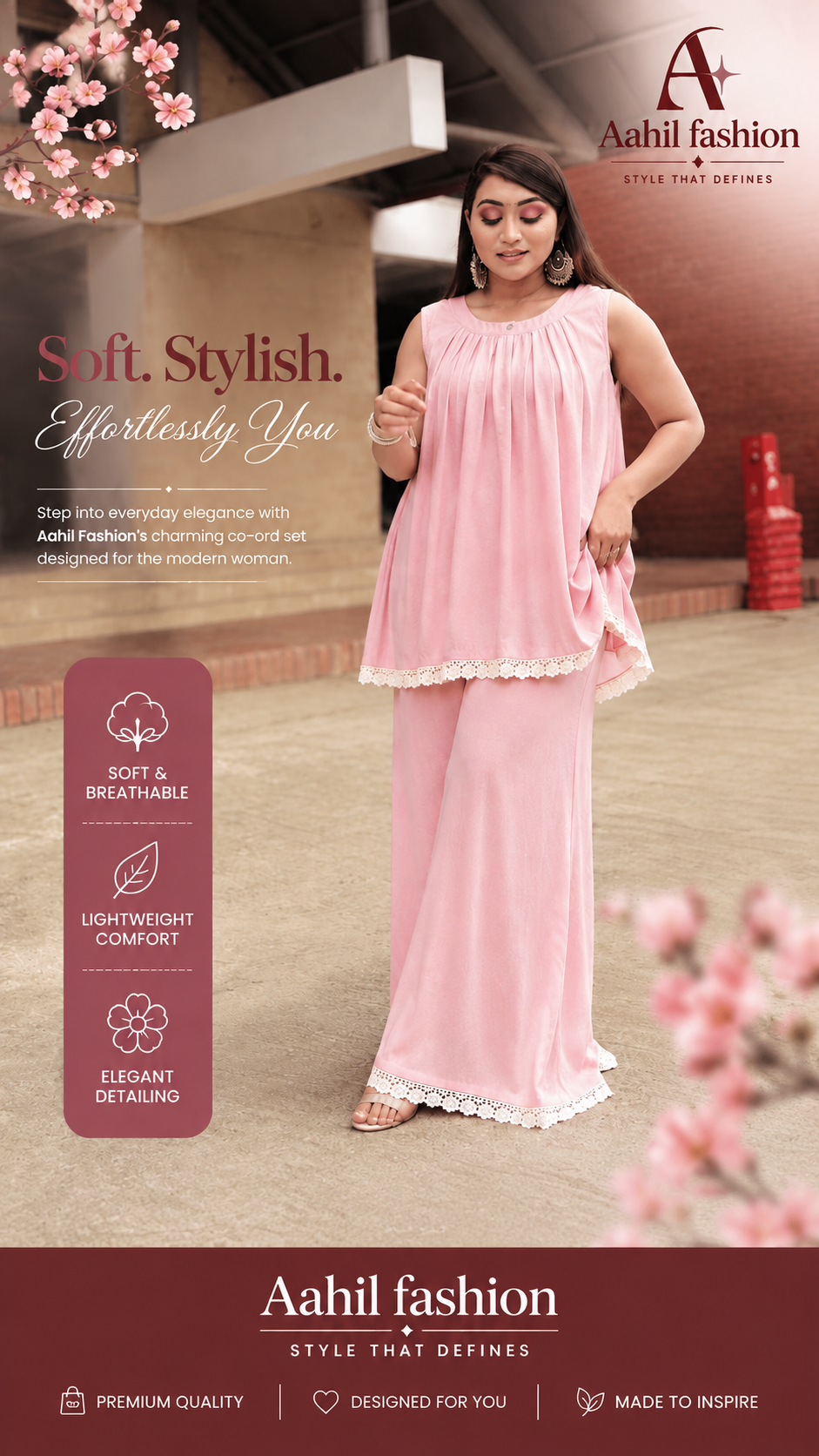 Aahil Fashion Grace Set- Sweet Pink